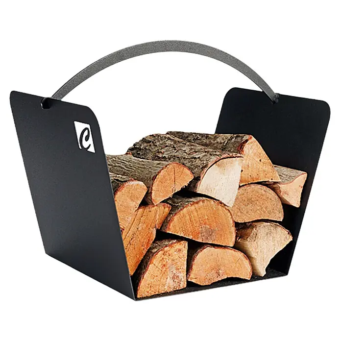 Holzkorb Anna - 30 x 47,5 x 38,8 cm, Stahl, Anthrazit - Diagonale Ansicht