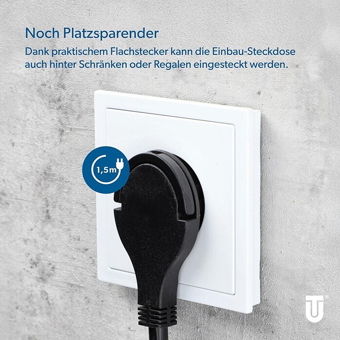 UniTEC Einbausteckdose Tischsteckdose mit USB C (Schwarz, Silber, Kabellänge: 1,5 m) | BAUHAUS
