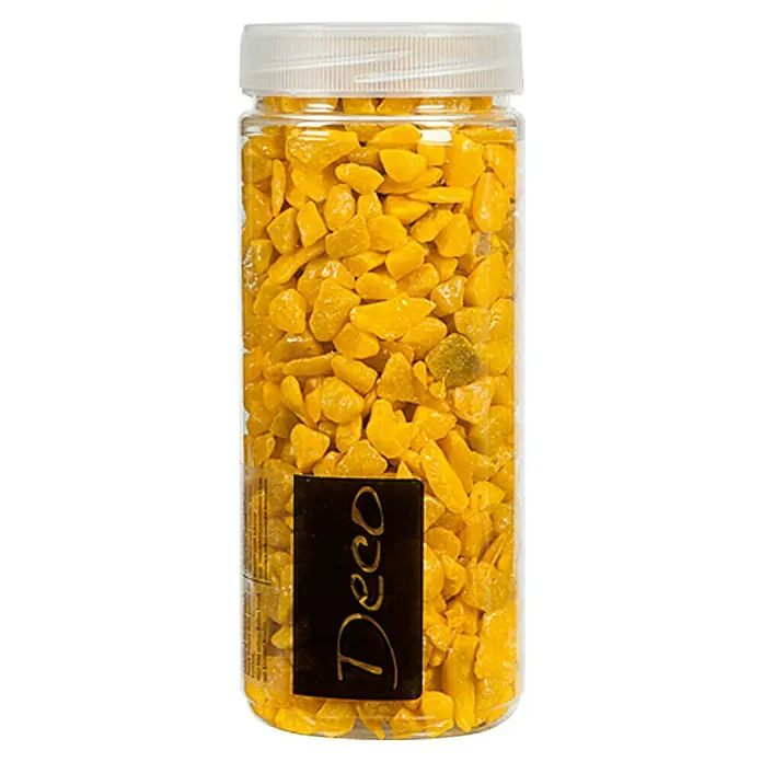 Deko-Steine - Gelb, Korngröße: Ø 9 - 13 mm, 500 ml - Dose mit gelben Deco-Ziersteinen.