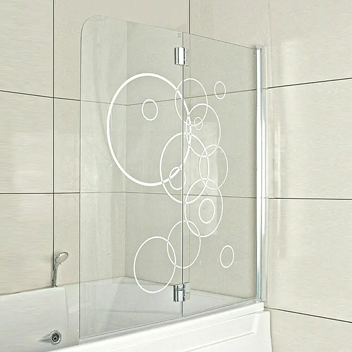 Corniche Badewannenaufsatz Circles - B x H: 125 x 140 cm, 2 Stk., Silber - Duschabtrennung mit Kreismuster. Das Glaspaneel bietet Spritzschutz und verleiht dem Badezimmer einen modernen Look.