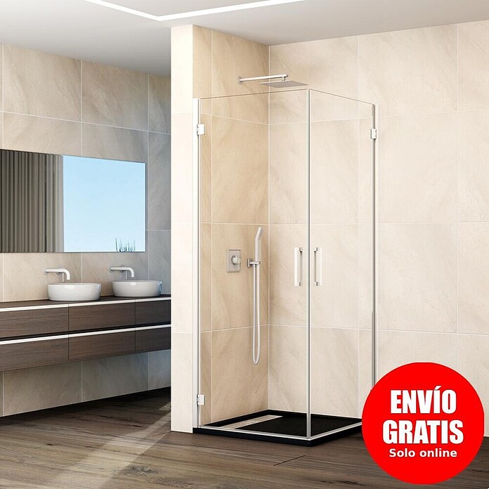 GME Mampara de ducha esquinera Glass K (L x An x Al: 80 x 65 x 195 cm, Blanco, Espesor de vidrio: 8 mm) | BAUHAUS