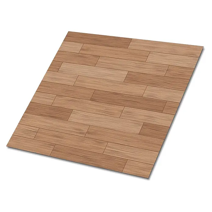Tulup Wandfliese - Glänzend - Braune Holzfußbodenbretter in versetztem Muster mit natürlicher Holzmaserung.