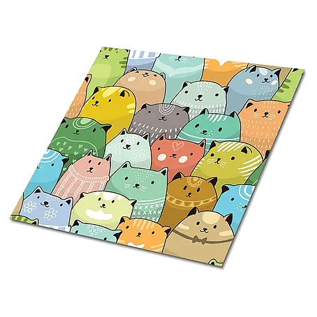 Selbstklebende Fliesen 9 Stück 30x30 cm - Bunte Katzen