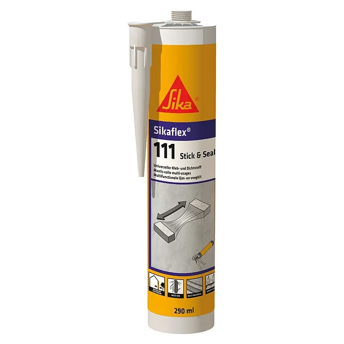 Sika Sikaflex Kleb- & Dichtstoff 111 - 290 ml - Gelbe und weiße Sikaflex 111 Stick & Seal Dichtstoffkartusche, 290 ml.