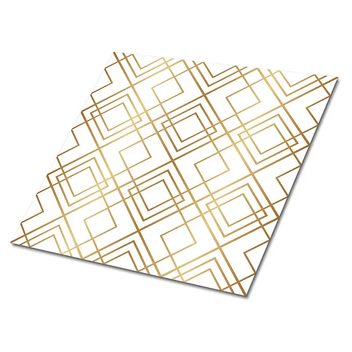 Tulup Wandfliese - Glänzend - Schimmerndes goldenes geometrisches Art Deco Muster.