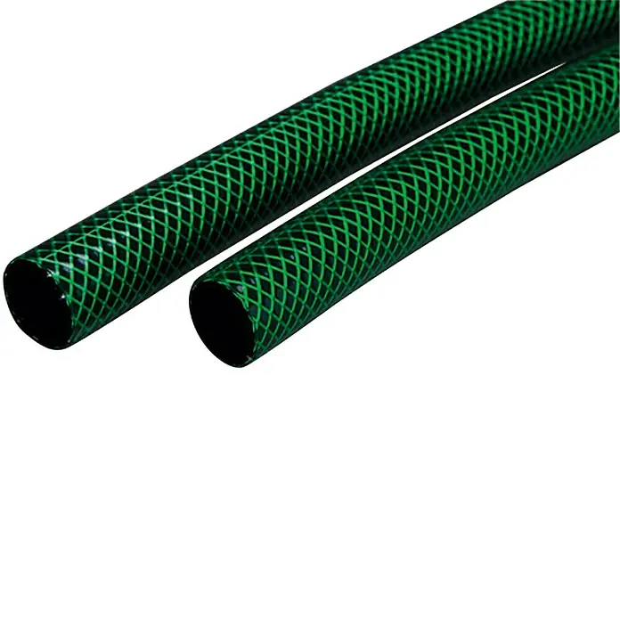 Gartenschlauch Meterware Cord-X - Durchmesser: 25 mm, Berstdruck: 18 bar - Abbildung von zwei grünen Gartenschläuchen mit einem schwarzen Netzmuster.