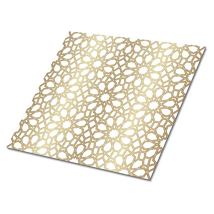 Tulup Wandfliese - Glänzend - Goldene geometrische Muster auf einer dekorativen Fläche.