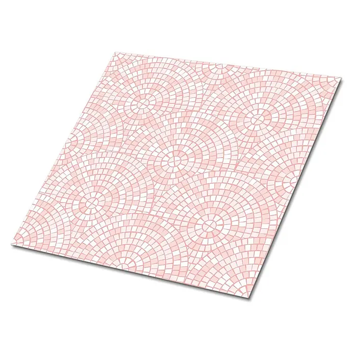 Tulup Wandfliese - Glänzend - Rosa-weiße Mosaikfliese mit kreisförmigem Fächermuster.