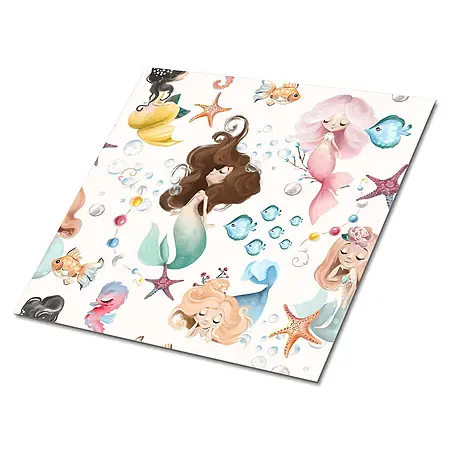 Selbstklebende Fliesen 9 Stück 30x30 cm - Meerjungfrauenmuster für Kinder