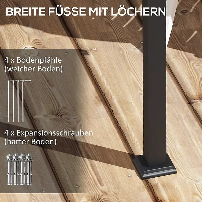 Outsunny Terrassenüberdachung - Schwarz, Polyester, Cremeweiß