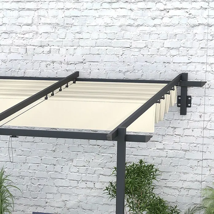 Outsunny Terrassenüberdachung - Schwarz, Polyester, Cremeweiß