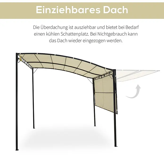 Outsunny Terrassenüberdachung - Schwarz, Polyester, Cremeweiß