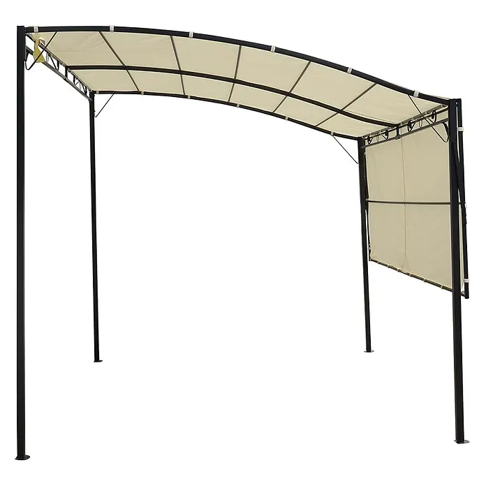 Outsunny Terrassenüberdachung - Schwarz, Polyester, Cremeweiß