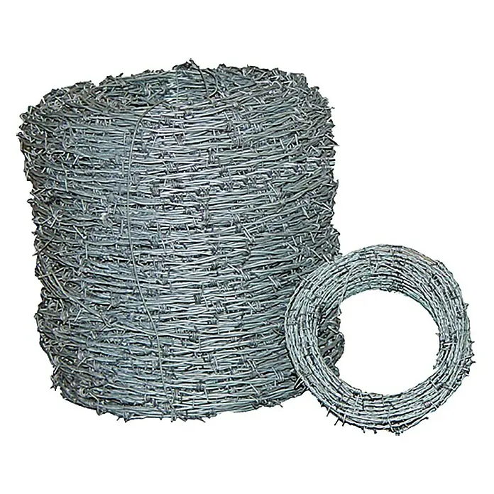 Stacheldraht - Drahtstärke: 1,6 mm, Länge: 50 m - Stacheldrahtrolle: Ein großer und ein kleiner Rollen Stacheldraht, ideal für Sicherheitszäune.
