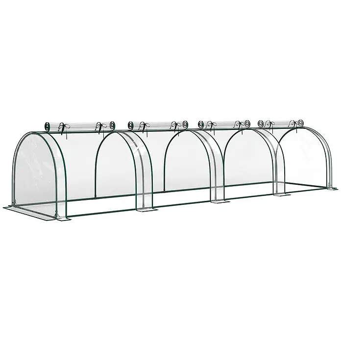 Furnicato Gewächshaus - 100 x 395 cm, Material Seitenwand: Stahl, 14 mm, silber
