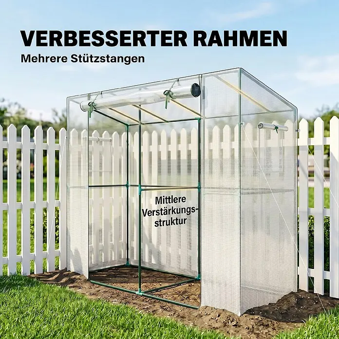 Furnicato Gewächshaus - 76 x 200 cm, Material Seitenwand: Stahl, 14 mm, weiß