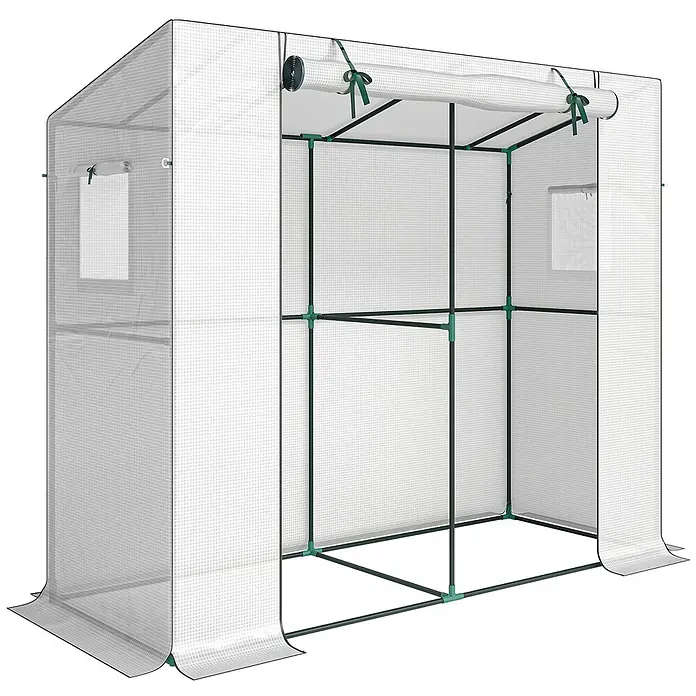 Furnicato Gewächshaus - 76 x 200 cm, Material Seitenwand: Stahl, 14 mm, weiß