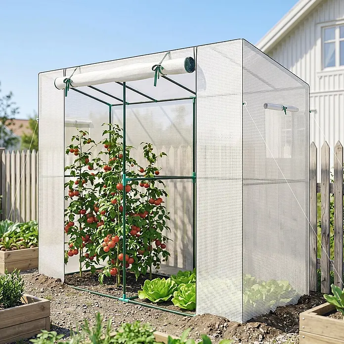 Furnicato Gewächshaus - 76 x 200 cm, Material Seitenwand: Stahl, 14 mm, weiß