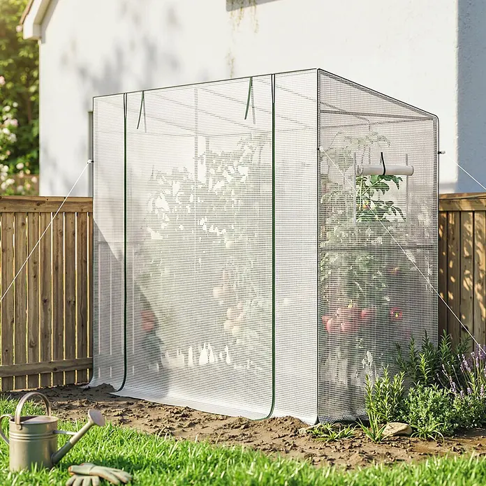 Furnicato Gewächshaus - 76 x 200 cm, Material Seitenwand: Stahl, 14 mm, weiß