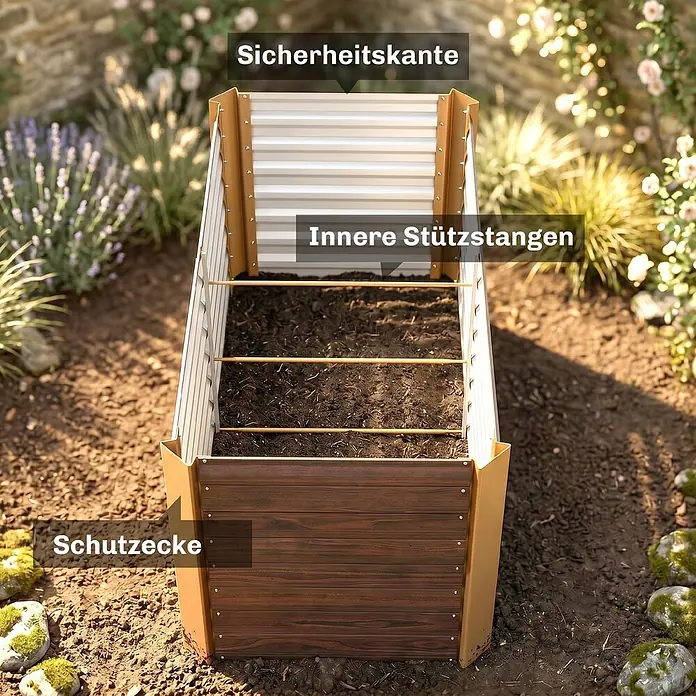 Furnicato Hochbeet - 120 x 60 x 60 cm, Stahl, Braun