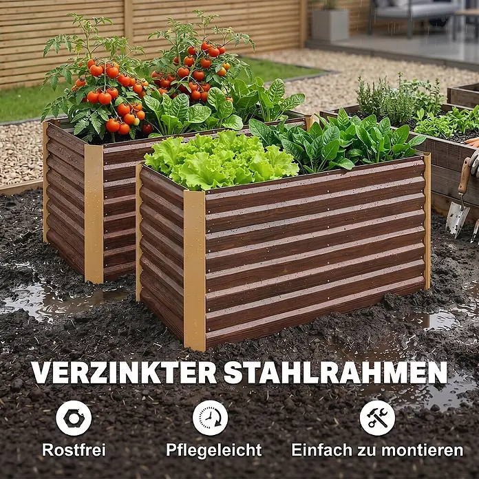 Furnicato Hochbeet - 120 x 60 x 60 cm, Stahl, Braun