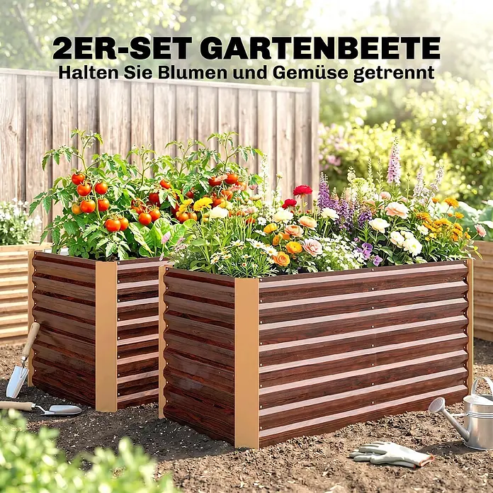Furnicato Hochbeet - 120 x 60 x 60 cm, Stahl, Braun