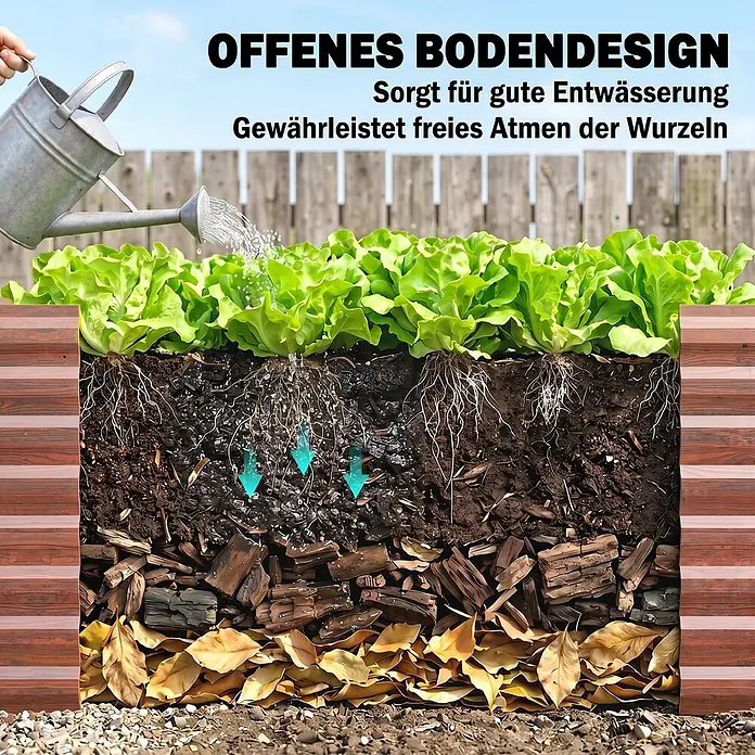 Furnicato Hochbeet - 120 x 60 x 60 cm, Stahl, Braun