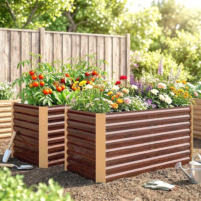 Furnicato Hochbeet - 120 x 60 x 60 cm, Stahl, Braun