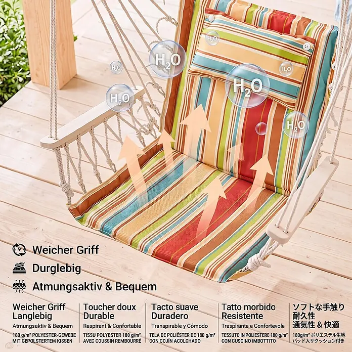 Furnicato Hängesessel - L x B x H: 49 x 53 x 106 cm, Polyester, mehrfarbig
