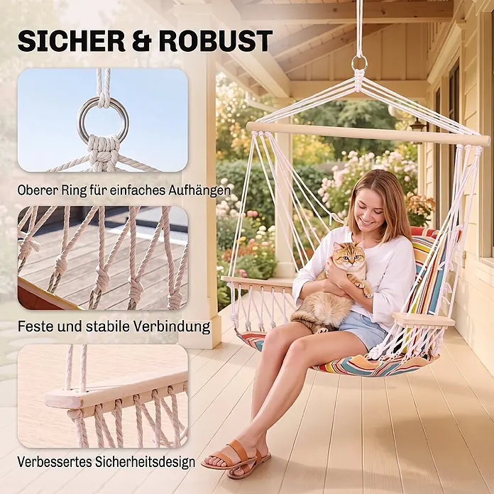 Furnicato Hängesessel - L x B x H: 49 x 53 x 106 cm, Polyester, mehrfarbig