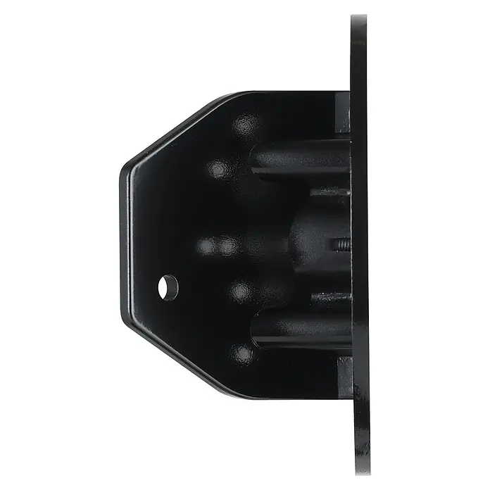 Starlux Eckanbindung - Durchmesser: 12 cm, Schwarz - Schwarze, texturierte Metall-Montagekonsole mit Loch und internen Komponenten.