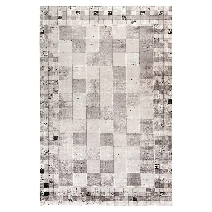 Kayoom Kurzflorteppich Elles 214 - Grau, 290 x 200 cm, 85 % Viskose, 15 % Modacryl - Draufsicht