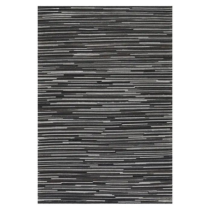 Kayoom Lederteppich Wild 8023 - Dunkelgrau, 240 x 170 cm, 50 % Leder, 44 % Wolle, 6 % Polyester - Texturierter Teppich mit horizontal gewebten Streifen in Dunkelgrau, Schwarz und Weiß für einen melierten Effekt.