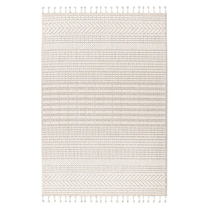 Kayoom Fransenteppich Reef 125 - Elfenbein, 230 x 160 cm, 100 % Polypropylen - Draufsicht