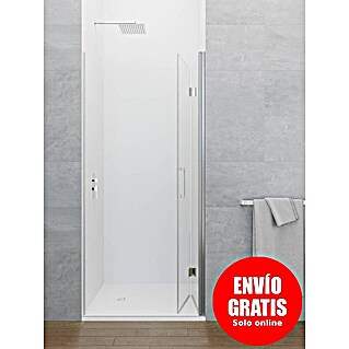 GME Mampara de ducha plegable Glass Combi 1 (75 x 195 cm, Plata brillo, Espesor de vidrio: 6 mm, An x Al: 75 (40/35) x 195 cm)