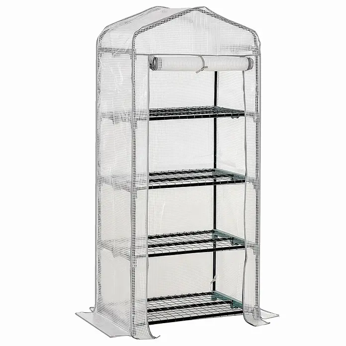Furnicato Gewächshaus - 70 x 160 cm, Material Seitenwand: Metall, 14 mm, Grau