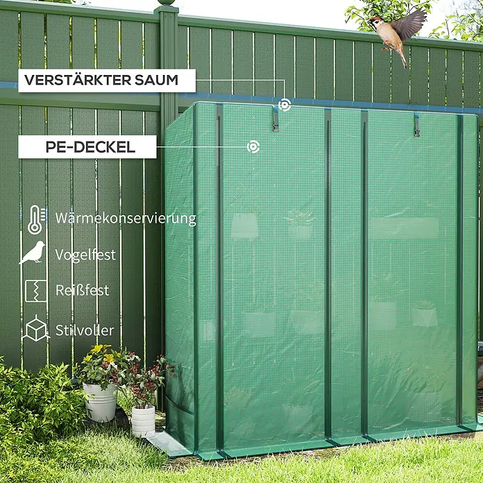 Furnicato Gewächshaus - 48 x 144 cm, Material Seitenwand: Kunststoff, 14 mm, Grün