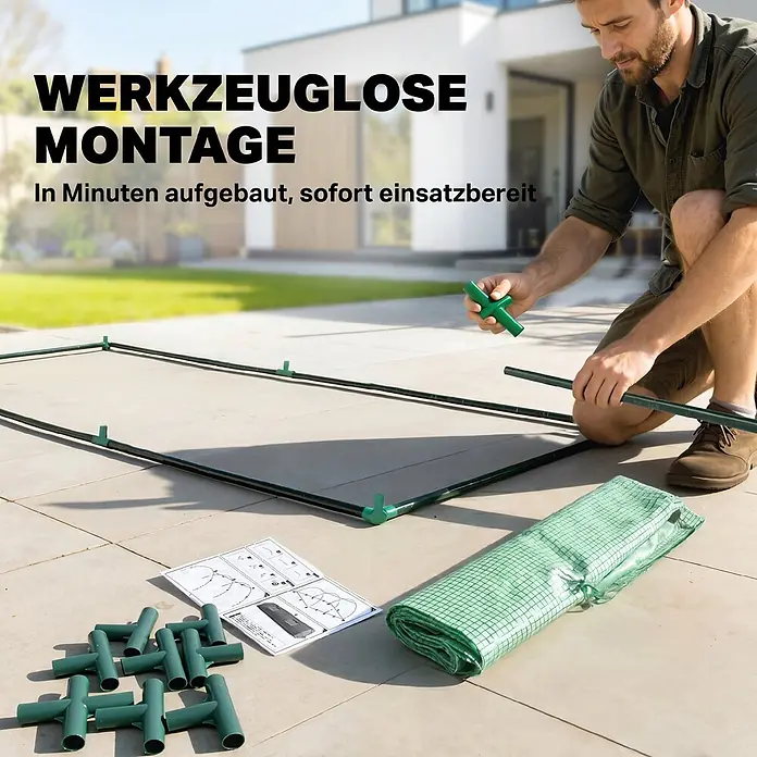 Furnicato Gewächshaus Kunststoff-Abdeckung - 80 x 200 cm, Material Seitenwand: Kunststoff, 14 mm, Grün