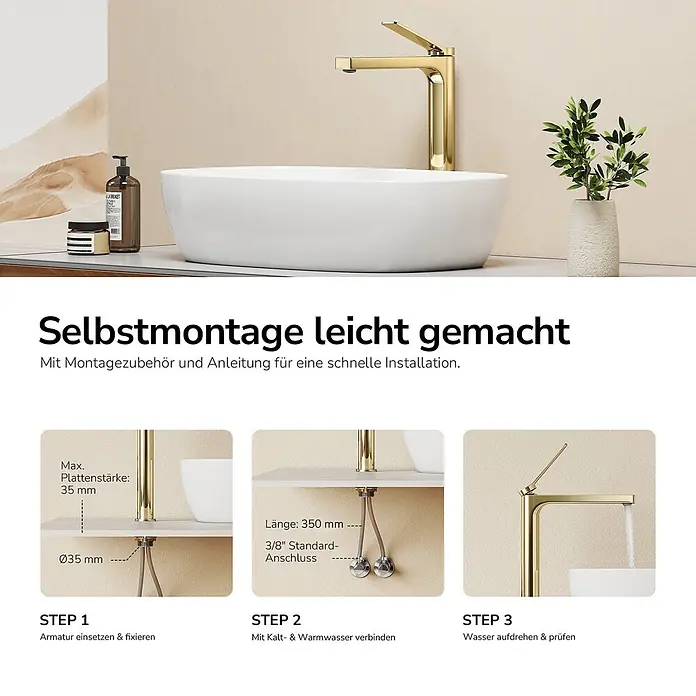 Emke Waschtischarmatur Arcspout XF21 - Gold, Glänzend