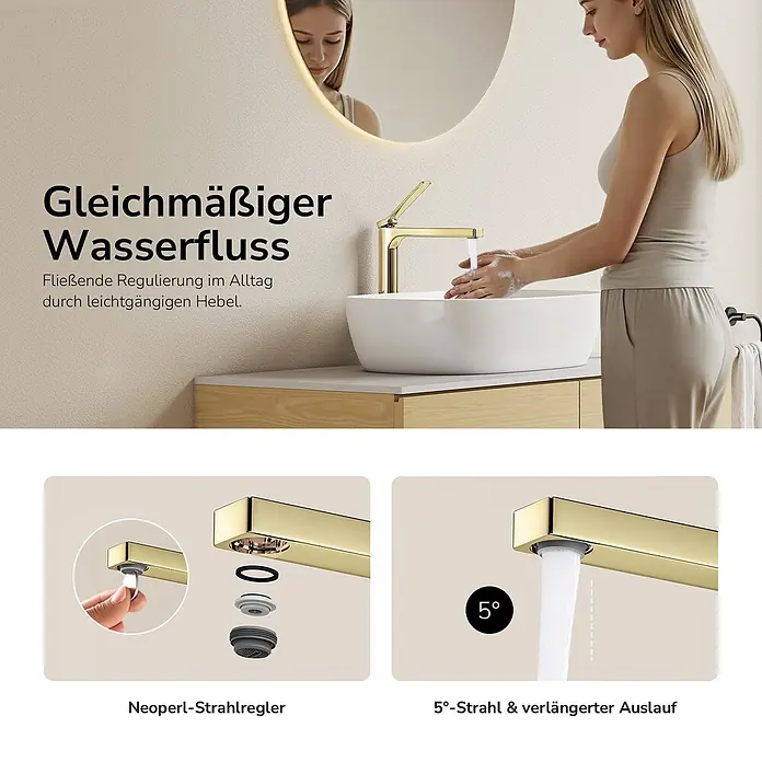 Emke Waschtischarmatur Arcspout XF21 - Gold, Glänzend
