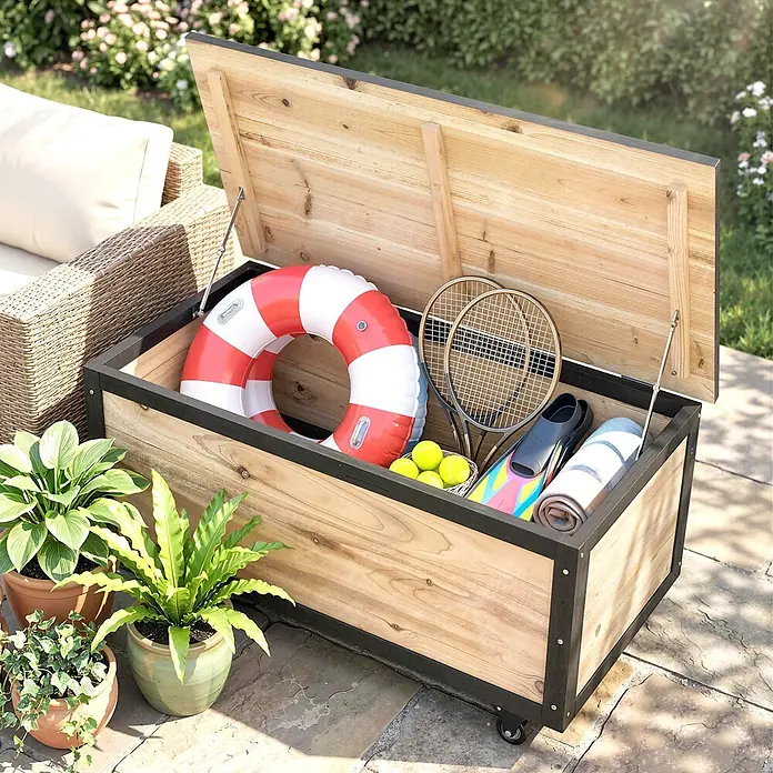 Furnicato Garten-Aufbewahrungsbox - Naturholz, Holz