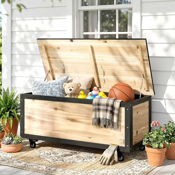 Furnicato Garten-Aufbewahrungsbox - Naturholz, Holz