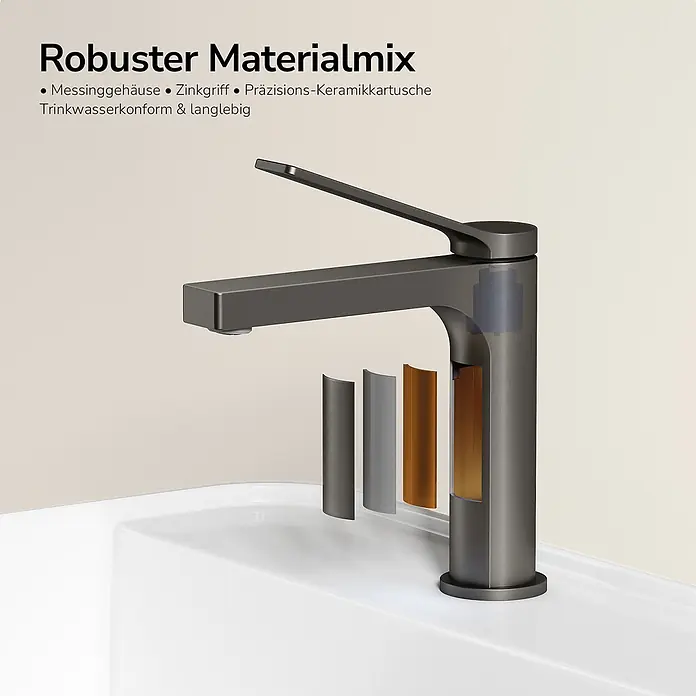 Emke Waschtischarmatur Arcspout XF21 - Grau, Matt