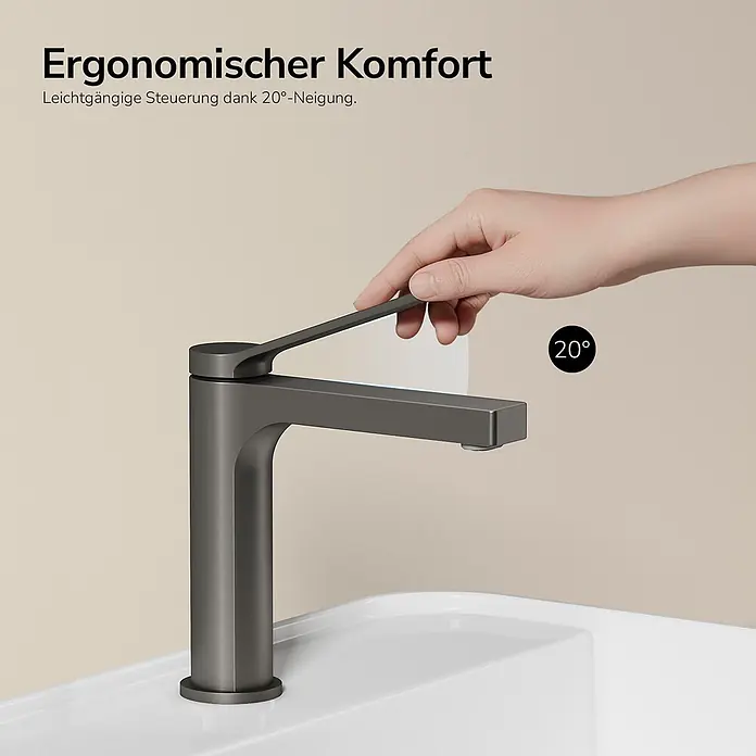 Emke Waschtischarmatur Arcspout XF21 - Grau, Matt