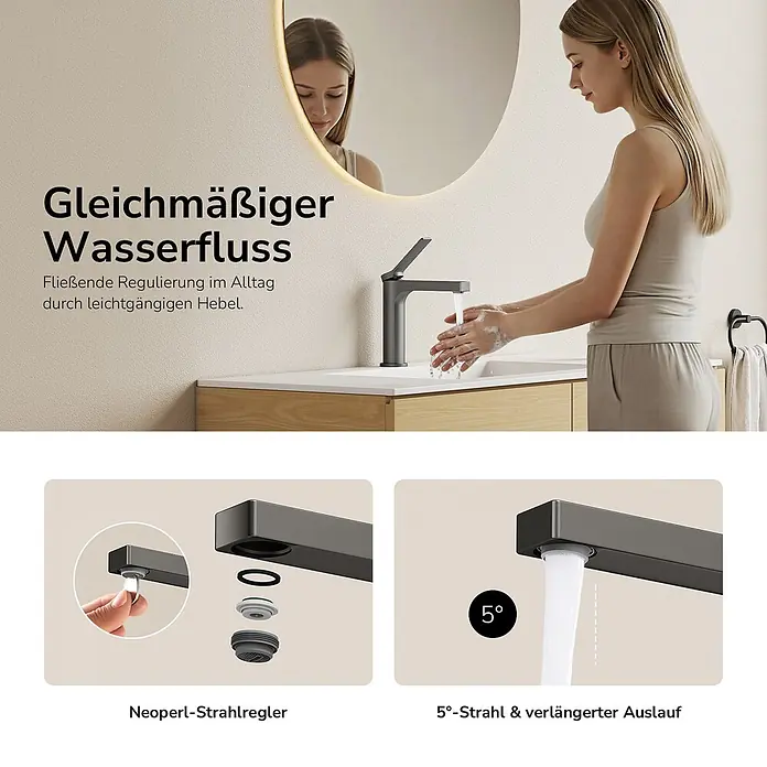 Emke Waschtischarmatur Arcspout XF21 - Grau, Matt