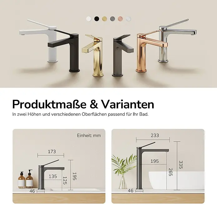 Emke Waschtischarmatur Arcspout XF21 - Grau, Matt