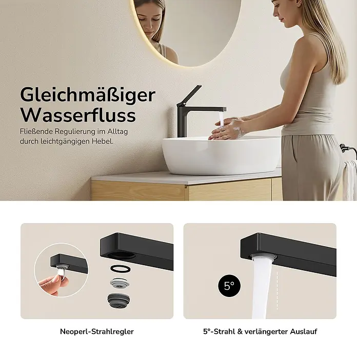 Emke Waschtischarmatur Arcspout XF21 - Schwarz, Matt
