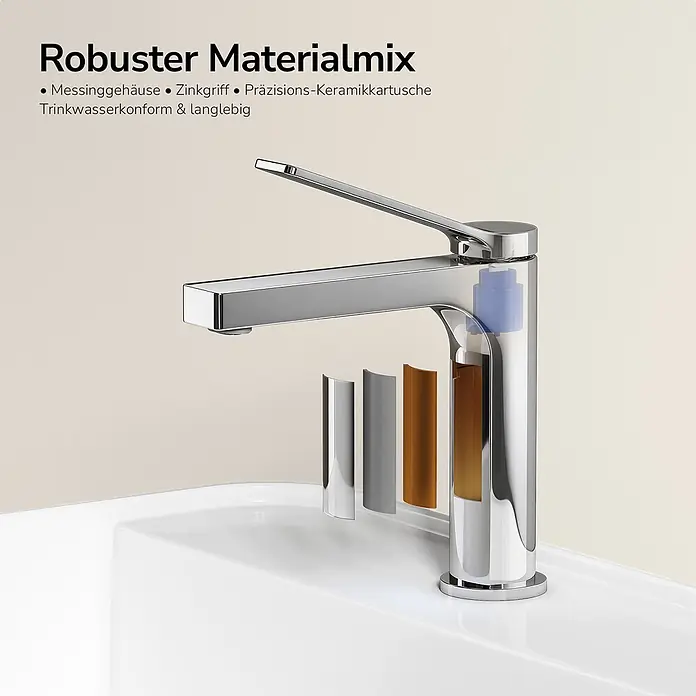 Emke Waschtischarmatur Arcspout XF21 - Chrom, Glänzend