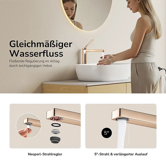 Emke Waschtischarmatur Arcspout XF21 - Roségold, Glänzend