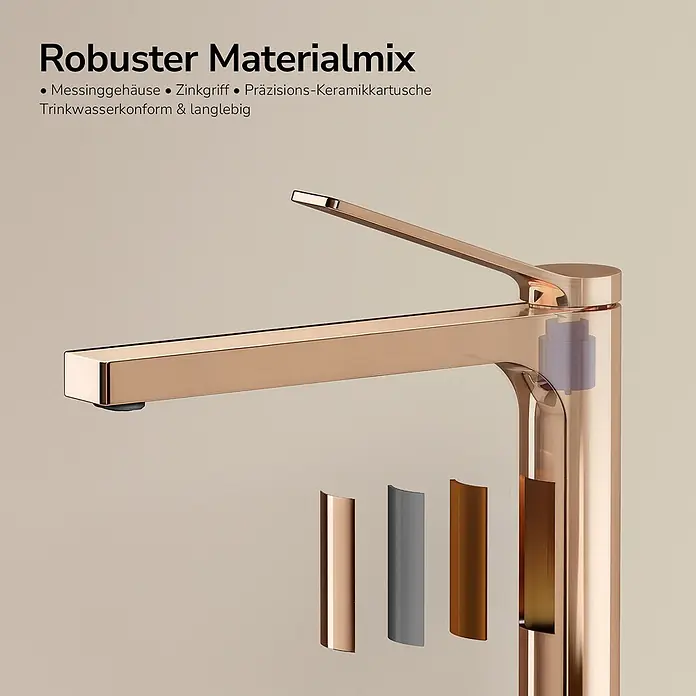 Emke Waschtischarmatur Arcspout XF21 - Roségold, Glänzend